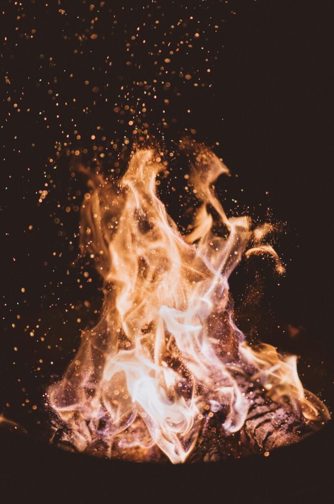 Fire flame in the night