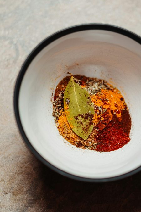 Mixed spices in a white bowl
